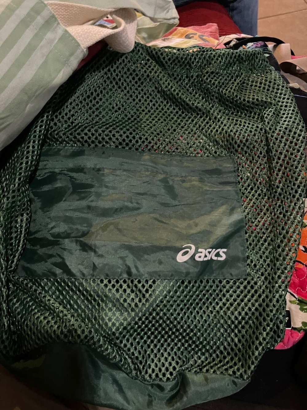 ASICS Olive Green Mesh Drawstring Backpack - Picture 2 of 4